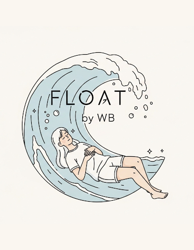 A tranquil close-up of a sleep reflexology treatment at Float by WB. The setting is a minimalist, safe female-centric sanctuary with muted blues and cream tones.